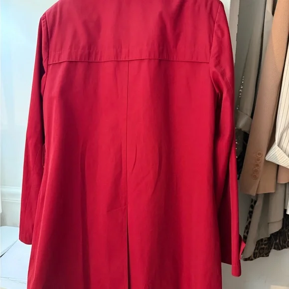 London Fog Red Double Breasted Trench Rain Coat Jacket Size M Classic Chic Bold - Picture 9 of 13